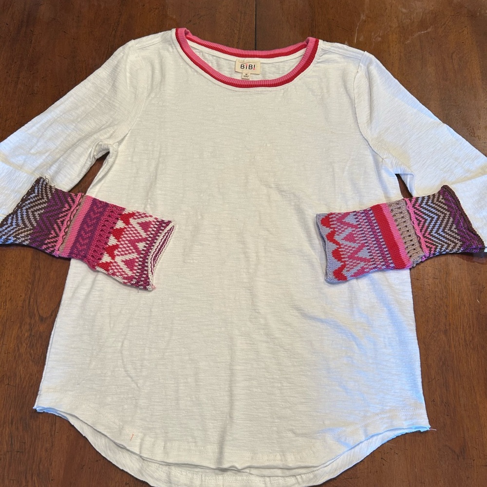BiBi Cream Graphic 3/4 Sleeve Relaxed Tee